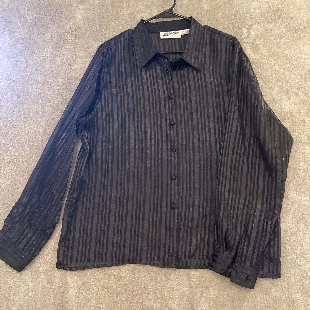 Clueless Preppy Y2K Vintage Shirt Semi Sheer‎ Striped Womens XL Academia Burnout